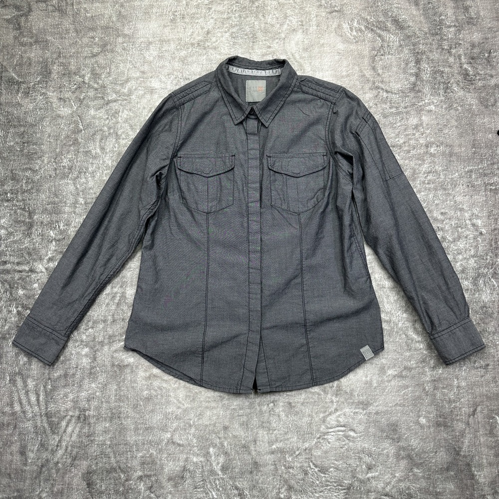 5.11 Tactical Shirt Womens Medium Gray Long Sleeve Button Up Workwear Utility
